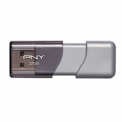 PNY 32GB USB 3.0, 32 Go, USB Type-A, 3.2 Gen 1 (3.1 Gen 1), 90 Mo/s, Slide, Argent