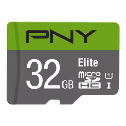 PNY Elite, 32 Go, MicroSDHC, Classe 10, Class 1 (U1), Vert, Gris