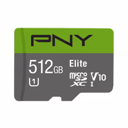 PNY Elite, 512 Go, MicroSDXC, Classe 10, UHS-I, 100 Mo/s, Class 1 (U1)
