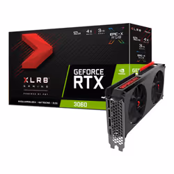 PNY VCG306012DFXPPB, GeForce RTX 3060, 12 Go, GDDR6, 192 bit, 7680 x 4320 pixels, PCI Express x16 4.0