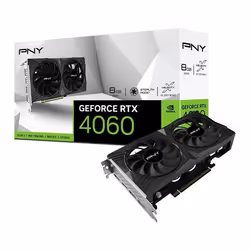 PNY GeForce RTX 4060 VERTO Dual Fan DLSS 3, GeForce RTX 4060, 8 Go, GDDR6, 128 bit, 7680 x 4320 pixels, PCI Express x16 4.0