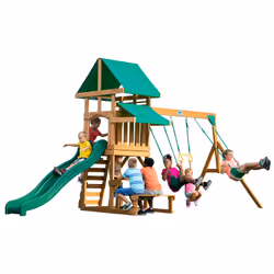 Backyard Discovery Belmont Play Tower with Swings and Slide, 3 an(s), 10 an(s), Bois, 93 kg, Marron, Vert, Jaune