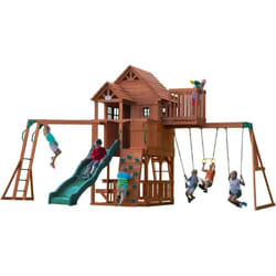 Backyard Discovery - Skyfort ii Aire de jeux en bois Aire de jeux Extérieur avec balançoire, toboggan, bac à sable / mur d'escalade, Balancoire