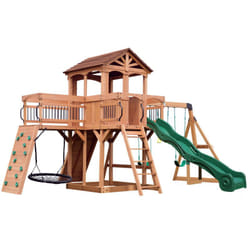 Backyard Discovery - Sterling Point Swing Set, Aire de Jeux en Bois Aire de Jeux Extérieur avec parois rocheuses, toboggan, balançoires Balancoire