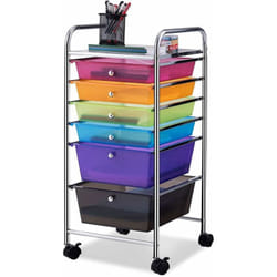Costway - Chariot de Rangement à Roulettes avec 6 Tiroirs Plastiques, Tour de Rangement, Cadre en Métal, Desserte à Roulettes pour Bureau, Salon,