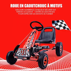Kart à Pédales en Métal 1 Place Rouge avec Roues en Caoutchouc 101 x 61 x 62CM Convient pour 3 à 8 ans Go Karting Enfant