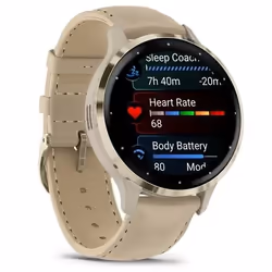 Garmin 010-02785-55 Montre connectée 41 mm Or GPS bracelet cuir - Vue supplémentaire 3