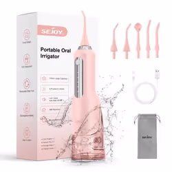 Hydropulseur Jet Dentaire SEJOY Professionnel Irrigateur Oral Portable et Rechargeable 270ml IPX7 Étanche 5 Modes 5 Buses Ros ...