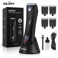 SEJOY Tondeuse Cheveux Professionnelle Sans Fils Avec Lumière LED Céramique Lame Ecran LCD 4 Têtes de Coupe Incluses Imperméable