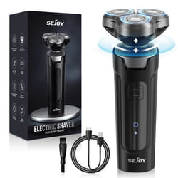 Rasoir Électrique Homme SEJOY 3D Flottante Rechargeable IPX7 Étanche Écran LCD Technologie Humide et Sec - Noir