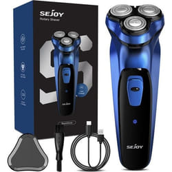 SEJOY Rasoir Electriques Hommes Sans Fil 3D Têtes RotativesRechargeable Pop-up Tondeuse Barbe avec Écran LCD1H Charge RapideBleu
