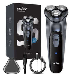 Rasoir Électrique Sans Fil SEJOY - Têtes Rotatives 3D - Charge Rapide 1H - Tondeuse Barbe Pop-up - Gris