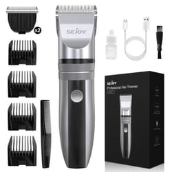 Tondeuse Cheveux Électrique Homme SEJOY - Sans Fil USB - 2 Vitesses - Peigne de Limite à 4 Niveaux - Gris