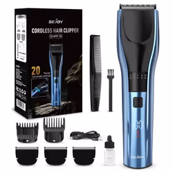SEJOY Tondeuse Cheveux Hommes Professionnel Sans Fil Rechargeable LED 20 Hauteurs De Coupe De 1 à 20mm Lames En Alliage Bleu