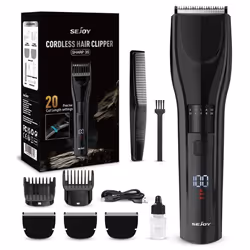 SEJOY Tondeuse Cheveux Hommes Professionnel Sans Fil Rechargeable LED 20 Hauteurs De Coupe De 1 à 20mm Lames En Alliage Noir