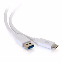 C2G Câble USB-C® vers USB-A SuperSpeed 5 Gbits/s M/M 1,8 m - Blanc, 1,8 m, USB C, USB A, USB 3.2 Gen 1 (3.1 Gen 1), 5000 Mbit ...