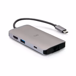 C2G Mini station d’accueil USB-C 8 en 1 avec HDMI, 2 USB-A, Ethernet, lecteur de carte SD et USB-C, alimentation électrique j ...