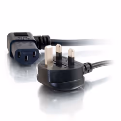 C2G Cordon d'alimentation GB AWG 18 de 50 cm coudé à 90° (CEI 320 C13R vers BS 1363), 0,5 m, BS 1363, Coupleur C13