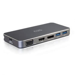C2G Station d’accueil MST USB-C[R] pour deux écrans avec HDMI[R], DisplayPort[TM], VGA et alimentation jusqu’à 65 W - 4K 30 Hz