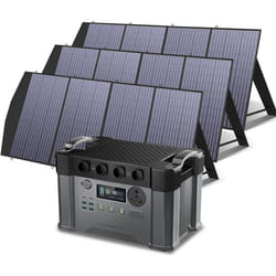 ALLPOWERS Centrale électrique 1451Wh 2400W avec batterie et générateur solaire mobile avec 3 panneaux solaires pliables de 200W