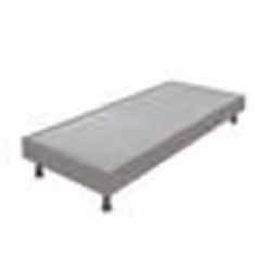 Sommier tapissier + jeu de pieds 140x200 Omega simili taupe 2x18 lattes