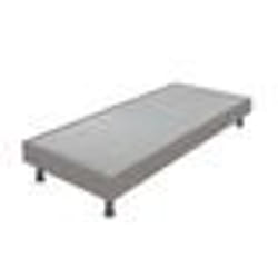Sommier tapissier + jeu de pieds 140x200 Omega simili taupe 2x18 lattes