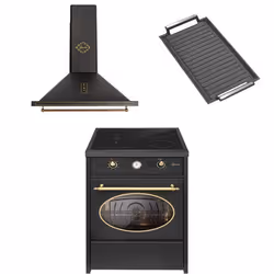 Cuisinière à induction - GURARI - GCH E 612 BL r - 60 cm - Four électrique +  hotte aspirante GCH 975 Bl 6 + Plaque de gril