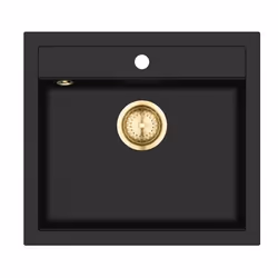 Évier en granit - Gurari - SQQ100 - Noir métallisé - 565x510 mm - 1 bac encastré