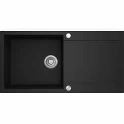 GURARI Evier encastré en granit noir siphon inclus 1000 x 500 mm
