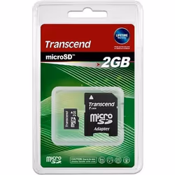 Transcend TS2GUSD, 2 Go, MicroSD, NAND, 20 Mo/s, 13 Mo/s, Noir