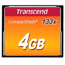 Transcend TS4GCF133, 4 Go, CompactFlash, MLC, 50 Mo/s, 20 Mo/s, Noir