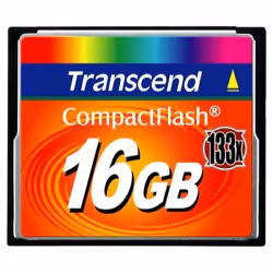 Transcend TS16GCF133, 16 Go, CompactFlash, MLC, 50 Mo/s, 20 Mo/s, Noir