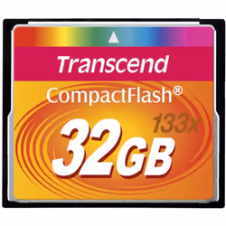 Transcend TS32GCF133, 32 Go, CompactFlash, MLC, 50 Mo/s, 20 Mo/s, Noir