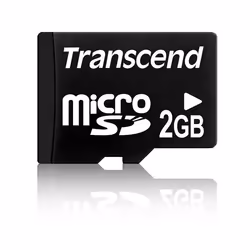 Transcend TS2GUSDC, 2 Go, MicroSD, NAND, 20 Mo/s, 13 Mo/s, Noir