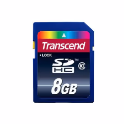 Transcend TS8GSDHC10, 8 Go, SDHC, Classe 10, NAND, 30 Mo/s, Noir