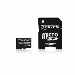 Transcend TS16GUSDHC10, 16 Go, MicroSDHC, Classe 10, NAND, 90 Mo/s, Noir