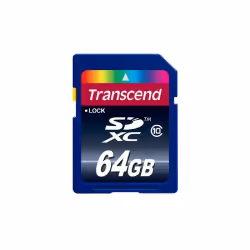 Transcend TS64GSDXC10, 64 Go, SDXC, Classe 10, NAND, 30 Mo/s, Noir