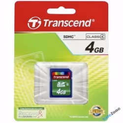 Transcend TS4GSDHC4, 4 Go, SDHC, Noir