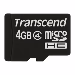 Transcend TS4GUSDC4, 4 Go, MicroSDHC, Noir