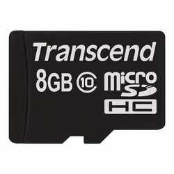 Transcend TS8GUSDC10, 8 Go, MicroSDHC, Classe 10, NAND, 90 Mo/s, Noir