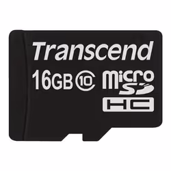 Transcend TS16GUSDC10, 16 Go, MicroSDHC, Classe 10, NAND, 90 Mo/s, Noir