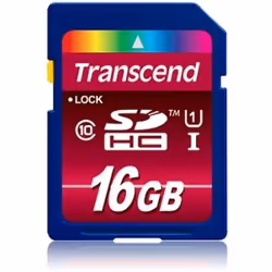 Transcend TS16GSDHC10U1, 16 Go, SDHC, Classe 10, MLC, 90 Mo/s, Class 1 (U1)