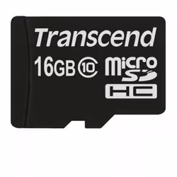 Transcend Micro SDHC 16GB, 16 Go, MicroSDHC, Classe 10, MLC, 20 Mo/s, 16 Mo/s