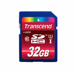 Transcend 32GB SDHC CL 10 UHS-1, 32 Go, SDHC, Classe 10, MLC, 90 Mo/s, Class 1 (U1)