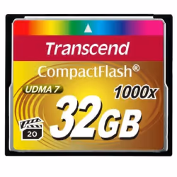 Transcend 1000x CompactFlash 32GB, 32 Go, CompactFlash, MLC, 160 Mo/s, 120 Mo/s, Noir