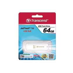 Transcend JetFlash 730 64GB USB 3.0 lecteur USB flash 64 Go USB Type-A 3.2 Gen 1 (3.1 Gen 1) Blanc