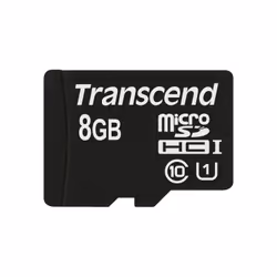 Transcend 8GB microSDHC Class 10 UHS-I, 8 Go, MicroSDHC, Classe 10, MLC, 90 Mo/s, Class 1 (U1)