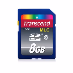 Transcend 8GB SDHC Class 10, 8 Go, SDHC, Classe 10, 20 Mo/s, 10 Mo/s