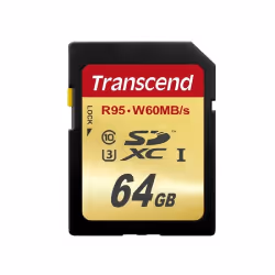 Transcend TS64GSDU3, 64 Go, SDXC, Classe 10, NAND, 95 Mo/s, 60 Mo/s