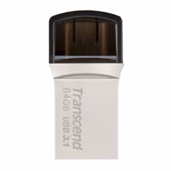 Transcend JetFlash 890 64GB, 64 Go, USB Type-A / USB Type-C, 3.2 Gen 1 (3.1 Gen 1), Casquette, 3 g, Noir, Argent
